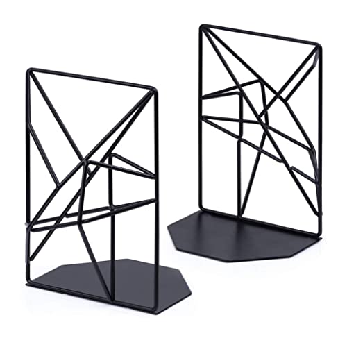 Bookends Bookends, Decorative Metal Book Ends Book Supports for Shelves, Book End Unique Geometric Design Bookend, 1 Pair/2 Pieces for Home Office
