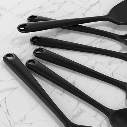 Silicone Kitchen Utensils Set,Utensils Sets for Cooking,Dishwasher Safe | Seamless Spatula Set,Nonstick Cookware, BPA-Free,Heat Resistant up to 600°F, Housewarming Gift,Black - color: Black