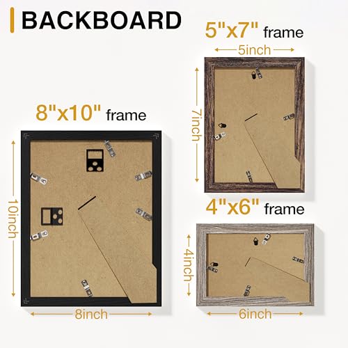 Vittanly 12 Pack Gallery Wall Frame Set, Black, Brown, Dark Grey | Gallery Wall Frame Set: 4pcs 8x10, 4pcs 5x7 & 4pcs 4x6 Photos for Wall & Table, Picture Frames made of Engineered Wood - color: Black & Brown & Dark Grey
