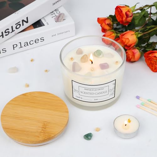 CONNOO 8 Pack 12 OZ Clear Glass Wide Mouth Candle Jars | Airtight Bamboo Lids, Sticky Warning Labels, Empty Container Bulk, Dishwasher Safe - color: Clear