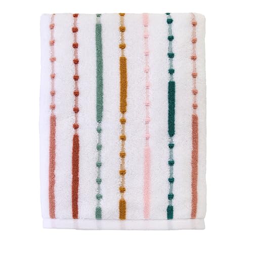 SKL Home Modesto Stripe 100% Cotton Premium Bath Towel, 600 GSM, Soft & Absorbent, Reversible Jacquard, Multi - color: Modesto Stripe, style: Bath Towel