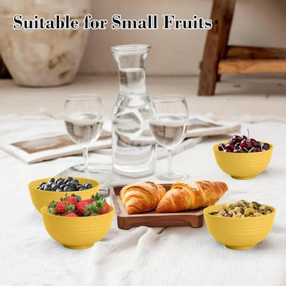 wheat straw icecream bowls 10oz set of 8 - Unbreakable Dessert Bowls Freezer Safe - Small Bowls for Yogurt,Snack and Fruits. Yellow - color: Yellow, size: 10 oz