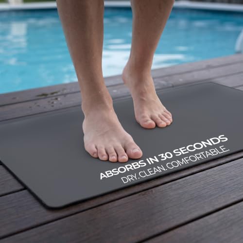 Homergy Bath Mat for Bathroom Non Slip, Quick Dry, 16x24 in, Dark Grey | Ultra absorbent, machine washable, mildew resistant shower mat with rubber backing for tub, poolside and outdoor showers - color: Dark Gray, size: 16" x 24"