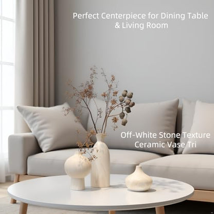 White Ceramic Vase Set of 3