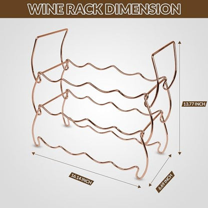 3-Tier Countertop Wine Rack, 12-Bottle Metal Liquor Display Shelf | Stackable 3-Tier Metal Wine Rack for Home Bar, Kitchen Cabinet, Countertops & Pantry - color: Rose Gold