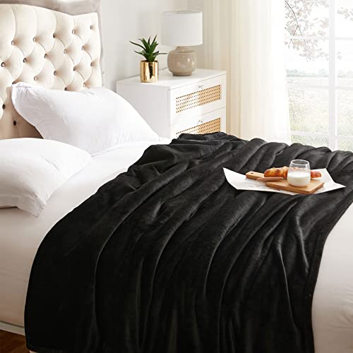 KMUSET Super Soft Throw Blanket Premium Silky Flannel Fleece Throw Size Black Microfiber Lightweight Blanket All Season Use - color: Black, size: Throw(50"x60")