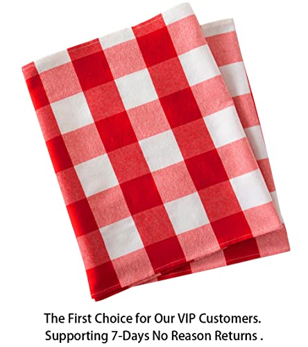 ShinyBeauty Buffalo Check Table Cover - 13''x72'' Red & White Cotton Checkered Plaid Table Runner for Farmhouse Dinners - color: Red & White, size: 72" x 13" (Rectangular)