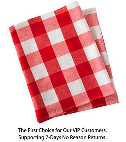 ShinyBeauty Buffalo Check Table Cover - 13''x72'' Red & White Cotton Checkered Plaid Table Runner for Farmhouse Dinners - color: Red & White, size: 72" x 13" (Rectangular)