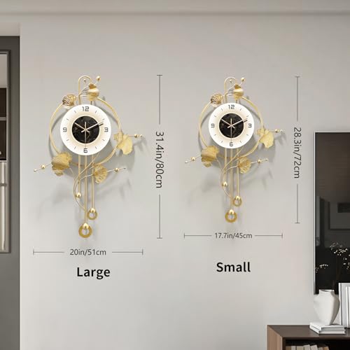 Wall Clock, Large Unique Gold Wall Clock for Living Room Decor | Office Clocks Battery Operated，Oversized Modern Wall Art for Bedroom,Farmhouse,Office Wall Decor 17.7 X 28.3 Inches - size: 17.7"x 28.3"