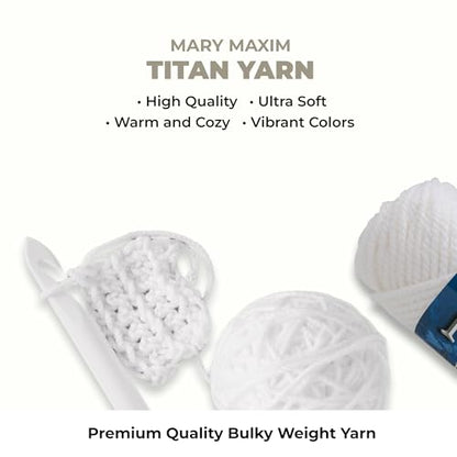 Mary Maxim Titan Bulky Yarn, Weight 5 Acrylic, Chunky Yarn for Crocheting and Knitting, Ideal for Thick, Soft Blankets, Throws, and Graph Style Sweaters, 80 Yards - White - 1 Skein - color: White