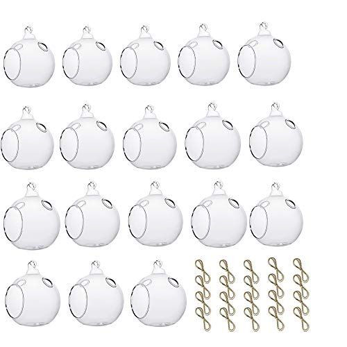 18pcs of Hanging Candle Holders - Glass LED Tealight Holders, Glass Globe Plant Terrariums, 3.15"/8cm Hanging Tealight Holder Terrariums for Birthday Party Tree Christmas Wedding Home Decor - size: 18pcs (3.15"Diameter)