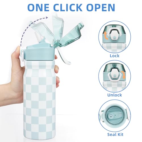 BJPKPK 18 oz Water Bottle with Straw & Handle, Insulated Stainless Flask | Leak Proof Locking Lid, Thermal, Double Wall Vacuum, Metal, Keeps Hot/Cold, BPA Free, Travel & Sports, Plaid - color: Plaid, size: 18 Ounces