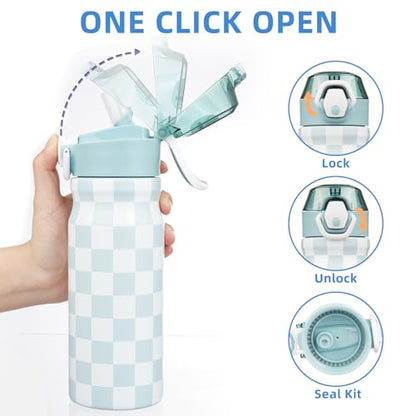 BJPKPK 18 oz Water Bottle with Straw & Handle, Insulated Stainless Flask | Leak Proof Locking Lid, Thermal, Double Wall Vacuum, Metal, Keeps Hot/Cold, BPA Free, Travel & Sports, Plaid - color: Plaid, size: 18 Ounces