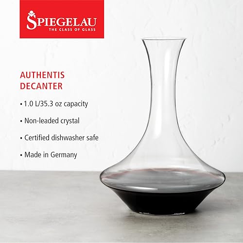 Spiegelau Authentis Crystal Wine Decanter, Modern Carafe for Red and White Wine, Elegant Glass Pitcher for Wedding Gifts, Housewarming, Home Bar Accessories, 35.3 oz (1 Liter), Set of 1 - style: 1 L Decanter