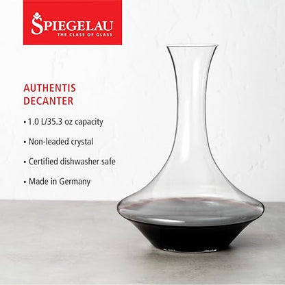 Spiegelau Authentis Crystal Wine Decanter, Modern Carafe for Red and White Wine, Elegant Glass Pitcher for Wedding Gifts, Housewarming, Home Bar Accessories, 35.3 oz (1 Liter), Set of 1 - style: 1 L Decanter