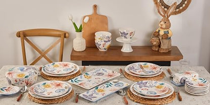 Bico Blossom Symphony Salad Plates Set of 4, 8.75 Inch Ceramic Dessert Plates for Salad, Appetizer, Side Dishes, Microwave and Dishwasher Safe, Gift for Housewarming and Thanksgiving - color: Blossom Symphony