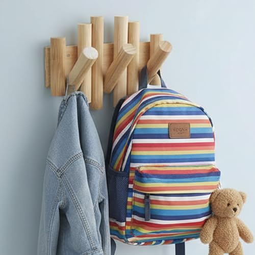 Bamboo Piano Coat Rack Wall Mount Pivoting Retractable Wooden Hooks for Entryway Hallway Mudroom Bedroom | Natural Wood Wall Hanger, 3 Hooks, Space Saving Organizer - color: Natural Bamboo, size: 3-Hook