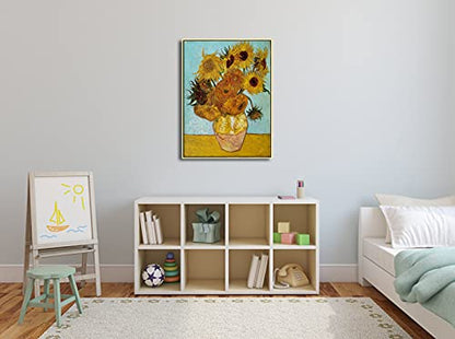 Wieco Art Gold Framed Wall Art, Van Gogh Sunflower Reproduction Canvas Print, 24x32in Art Print, Ready to Hang Artwork for Living Room Bedroom Office - size: 32"L x 24"W