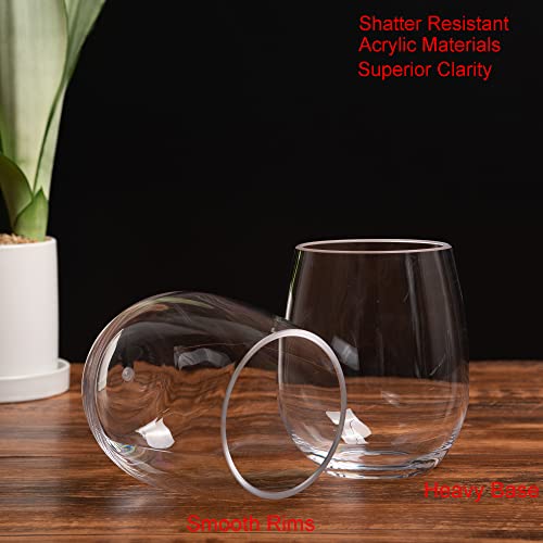 KX-WARE Unbreakable 18-ounce Acrylic Stemless Wine Glasses, set of 6 Clear
