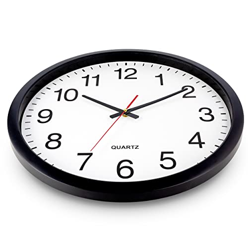 Bernhard Products Black Wall Clock Silent Non Ticking - XL 18 Inch, Set of Two Quality Quartz Battery Operated Round Easy to Read Home/Office/Classroom/School - color: Black, size: 18 Inch - 2 Clocks