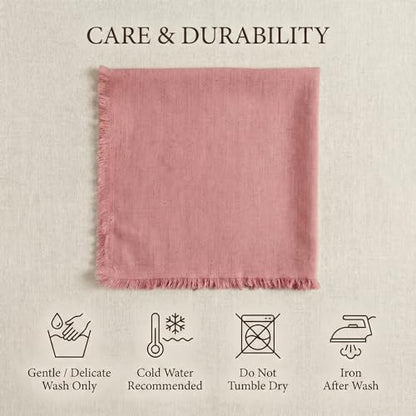 ACCENTHOME Blush Cotton Linen Napkin Set of 6 18x18 inch Dinner Napkins - Washable Soft Premium Hotel Quality Reusable Napkins Perfect Table Napkins for Family Dinners, Weddings & Everyday Use | Cotton Linen Blend Napkins, Machine Wash On Gentle Cycle, Ec