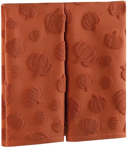 Quera 2 Pack Hand Towels Fall Pumpkin Thanksgiving Dark Color Bathroom Decorative Towels Set for Drying, Cleaning, Cooking, Holiday 13.7'' x 29.5'', Rust - color: Rust Pumpkin