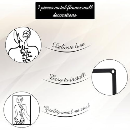 CHENGU 3 Pieces Metal Minimalist Abstract Woman Wall Art Line Drawing Wall Art Decor Single Line Female Home Hanging for Kitchen Bathroom Living Room - style: Lovely Style