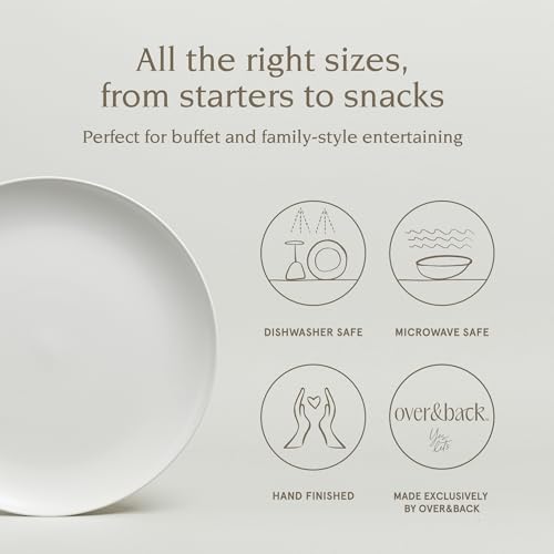 over&back Coupe Stoneware Serving Platter - Elegant 1-Piece Round Serving Platter to Complete Your Kitchen Set - 13.1" x 13.1" - Semi-Matte White - color: White, size: Round Platter