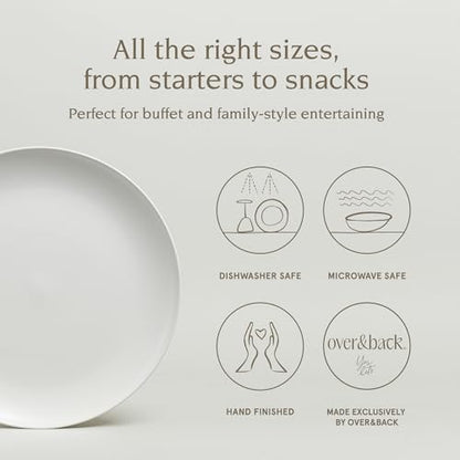 over&back Coupe Stoneware Serving Platter - Elegant 1-Piece Round Serving Platter to Complete Your Kitchen Set - 13.1" x 13.1" - Semi-Matte White - color: White, size: Round Platter