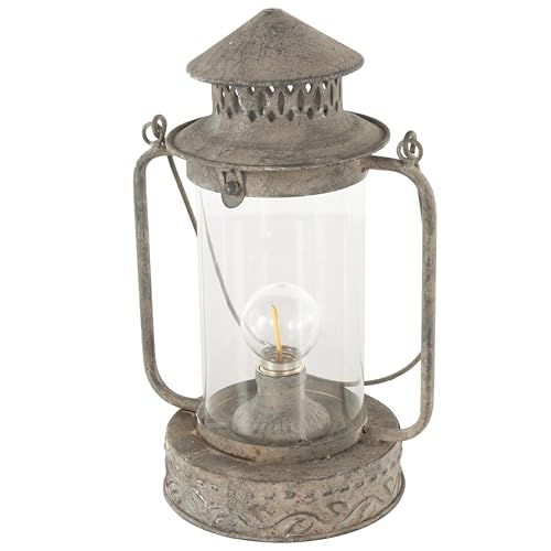 Deco 79 Metal Indoor Outdoor Candle Lantern Decorative Lantern Candle Holder with Red Accents and Handle, Lantern 8" x 6" x 12", Bronze - color: Bronze, size: 8" x 6" x 12"