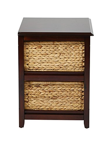 OSP Home Furnishings Seabrook Storage Tower with Solid Wood Frame and Natural Baskets, 2-Drawer, Espresso Finish - color: Espresso Finish, size: 2-Drawer