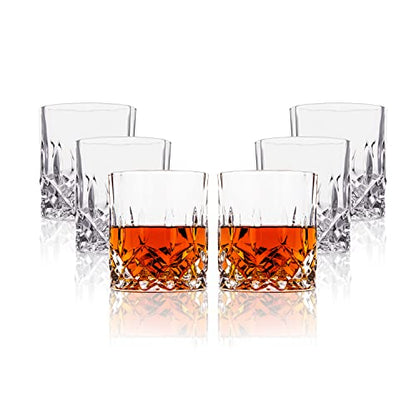 LEMONSODA Crystal Cut Old Fashioned Glass Sets - 10oz/12oz Ultra-Clear Premium Lead-Free Rocks Glass Tumbler For Drinking Bourbon, Scotch, Cognac, Cocktails (10oz, Set of 6) - color: 10oz, size: Set of 6