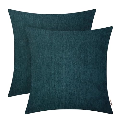 BRAWARM Throw Pillow Covers 16x16 Inches - Deep Lagoon Chenille Pillow Covers Pack of 2, Solid Dyed Soft Chenille Pillow Cases for Couch Sofa Bed Home Decoration - color: Deep Lagoon, size: 16" x 16" (Pack of 2)