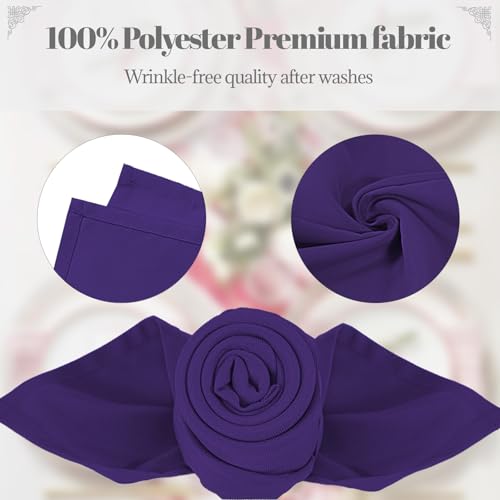 PLOYMONO Purple Cloth Napkins - 8 Pack 17" x 17" Washable Polyester Napkins | Heavy Duty 180 GSM Cloth Napkins with Hemmed Edges - Great for Restaurants, Weddings, Parties, Banquets Dinner - color: Purple