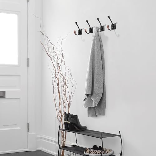 Wall Hooks,5 Pack Coat Hooks Hardware Towel Hooks for Hanging Coats Double Oil Rubbed Bronze Robe Hooks Wall Mounted with Screws for Key, Towel, Bags, Cup. - color: Oil Rubbed Bronze