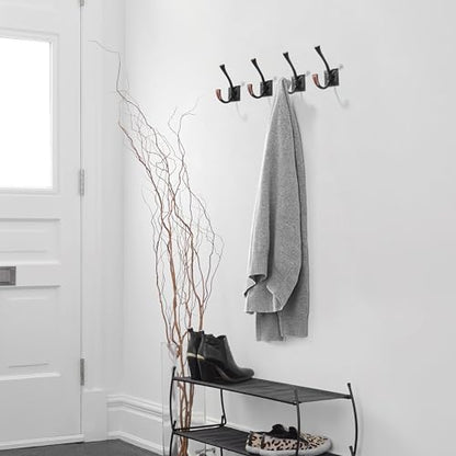 Wall Hooks,5 Pack Coat Hooks Hardware Towel Hooks for Hanging Coats Double Oil Rubbed Bronze Robe Hooks Wall Mounted with Screws for Key, Towel, Bags, Cup. - color: Oil Rubbed Bronze