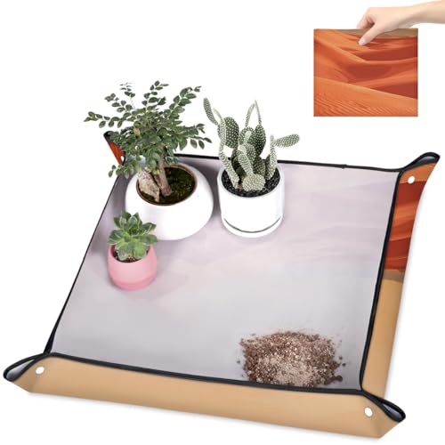 Repotting Mat for Indoor Plants Hot Sun Sand Waterproof Potting Mat for Mess-Free Gardening, Foldable & Portable Planting Mat, Gardening Gifts & Bonsai Tools - color: Hot Sun Sand, size: 26x26"