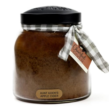 A Cheerful Giver — Aunt Kook's Apple Cider - 34oz Papa Scented Candle Jar with Lid - Keepers of the Light - 155 Hours of Burn Time, Gift for Women, Brown - size: 34oz