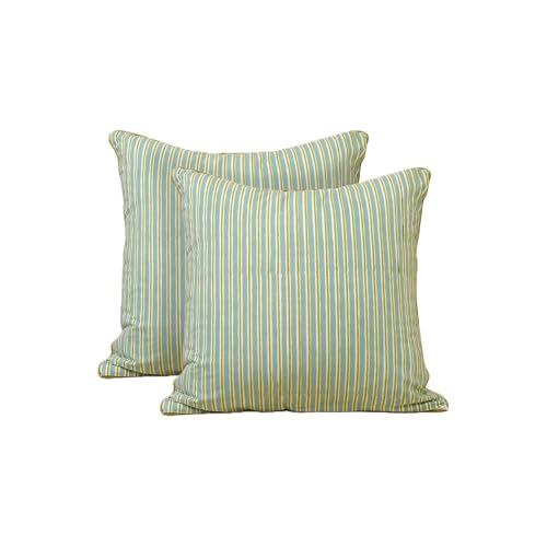 JBH Hand Block Print Reversible Throw Pillow Covers 18x18 Inch Set of 2 – Handmade Cotton Throw Pillow Cases (Blue, Green, 18x18 Inch) - color: Blue, Green