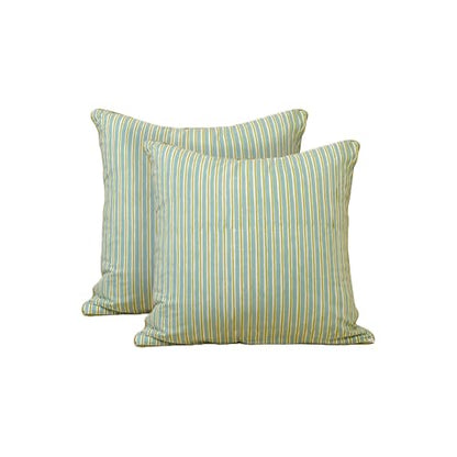 JBH Hand Block Print Reversible Throw Pillow Covers 18x18 Inch Set of 2 – Handmade Cotton Throw Pillow Cases (Blue, Green, 18x18 Inch) - color: Blue, Green