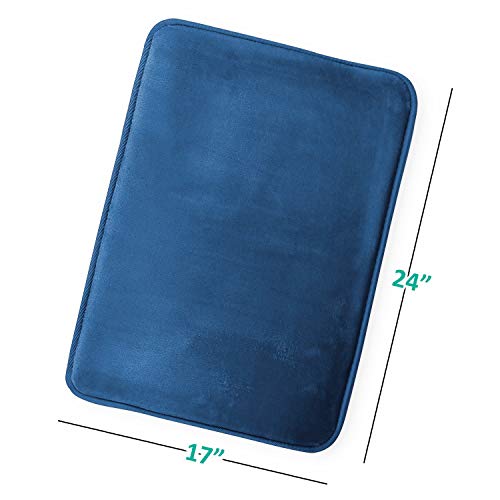 Clara Clark Bathroom Rugs, Ultra Soft Plush Bath Mat for Bathroom, Non-Slip, Velvet Memory Foam Bath Rugs, 17 x 24, Solid Royal Blue