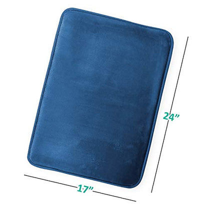 Clara Clark Bathroom Rugs, Ultra Soft Plush Bath Mat for Bathroom, Non-Slip, Velvet Memory Foam Bath Rugs, 17 x 24, Solid Royal Blue