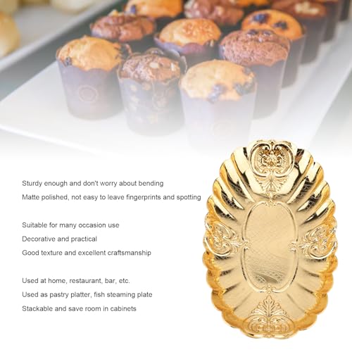 Emoshayoga Metal Oval Tray, Decorative Footed Golden Serving Platter for Multipurpose Home Restaurant Wedding Banquet Fruit Nuts Snake Use (S) - size: 6.3" x 3.9" x 1.6"