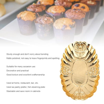 Emoshayoga Metal Oval Tray, Decorative Footed Golden Serving Platter for Multipurpose Home Restaurant Wedding Banquet Fruit Nuts Snake Use (S) - size: 6.3" x 3.9" x 1.6"