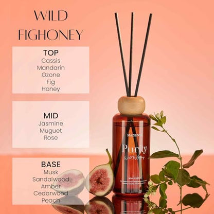 M&SENSE Reed Diffuser Set, Wild Fig Honey, 6.3 oz Natural Essential Oil | Non-Toxic Organic, Long-Lasting Fragrance, Ideal for Living Room, Dining Room, Gifts for Women - color: Wild Fig & Honey