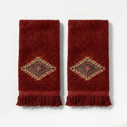 Avanti Linens – Fingertip Towel Set, 100% Cotton Velour Bathroom Towels with Embroidery & Absorbent Terry Reverse, Nature Home Decor, Set of 2 (Mojave Collection)