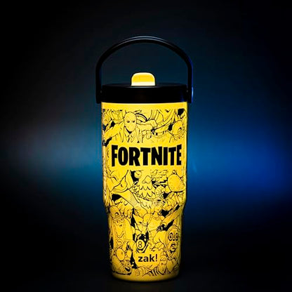Zak Designs Fortnite Siply 20oz Leak-Proof Flip-Up Straw Insulated Tumbler | BPA Free, Stainless Steel, Handle, Cupholder Friendly, Dishwasher Safe, Kids Water Bottle, Reuseable For School, Home, Travel - color: Fortnite