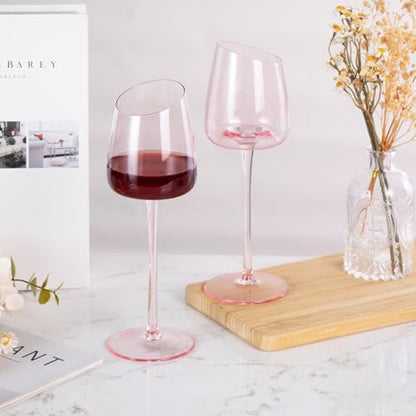 KAMMAK Crystal Red Wine Glasses Set of 2, 9.47 oz Stemmed Glasses, XH018 | Hand Blown, Bordeaux Wine Glasses, Thin Rim & Long Stem, Red & White, Daily Use, Wedding or Birthday Gift for Women - size: 8KPXH018