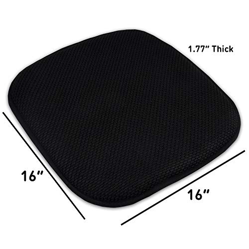 Sweet Home Collection 4 Pack Memory Foam Honeycomb Nonslip Back 16" x16" Chair/Seat Cushion Pad, Black - color: Black, size: 4 Pack