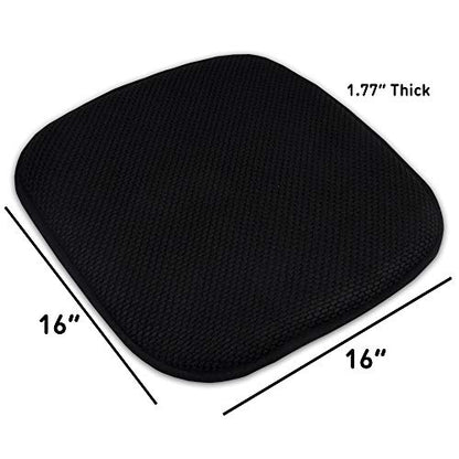 Sweet Home Collection 4 Pack Memory Foam Honeycomb Nonslip Back 16" x16" Chair/Seat Cushion Pad, Black - color: Black, size: 4 Pack